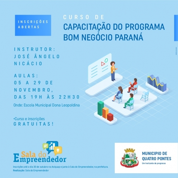 CURSO DE CAPACITAÇÃO DO PROGRAMA BOM NEGÓCIO PARANÁ TERÁ INSCRIÇÕES  ENCERRADAS HOJE