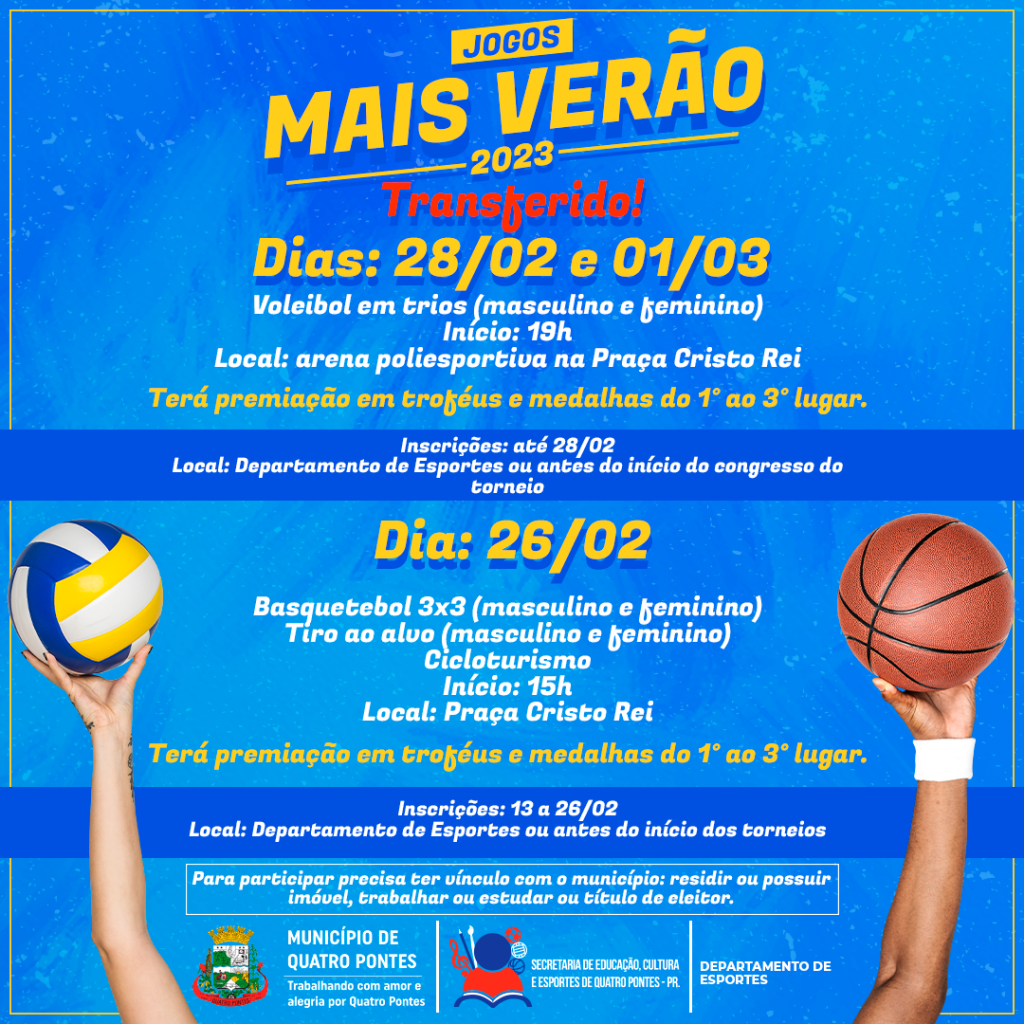 Domingo terá basquetebol 3x3, tiro ao alvo e cicloturismo nos Jogos Mais  Verão 2023